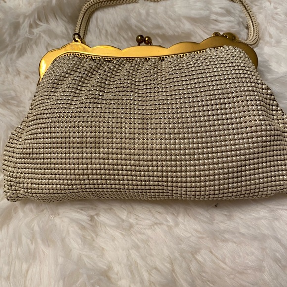 Flapper Whiting and Davis Handbag White Metal Mesh Bag For Women Art Deco - Picture 3 of 5